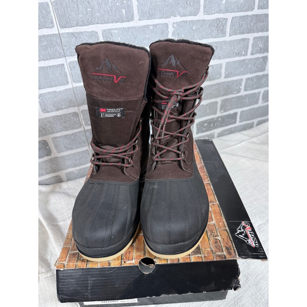 Nortiv8 Mens Snow Boots 170390-M Brown Black Waterproof Insulated Size 13